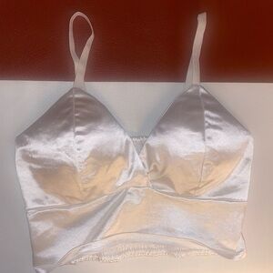 Cream colored Satin-like Bralette/ Cropped Top